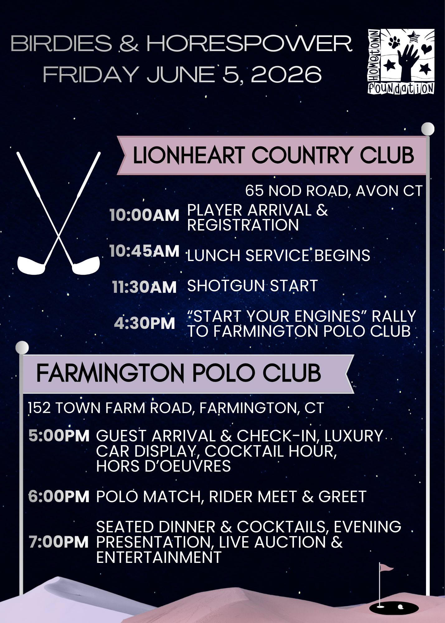 Birdies and Horsepower Schedule